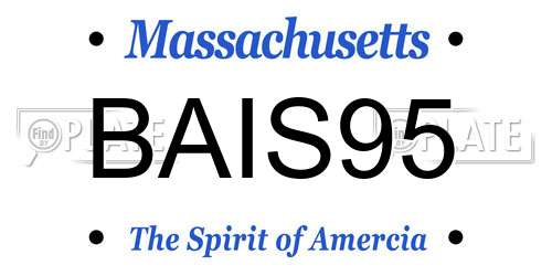 BAIS95 Massachusetts License Plate