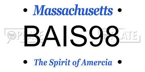 BAIS98 Massachusetts License Plate