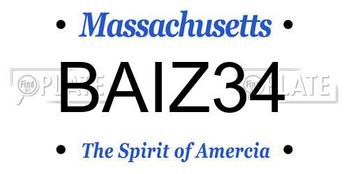 BAIZ34 Massachusetts License Plate