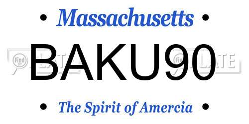 BAKU90 Massachusetts License Plate