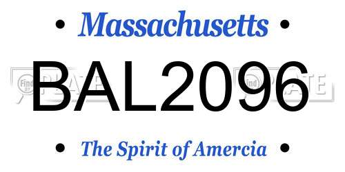BAL2096 Massachusetts License Plate