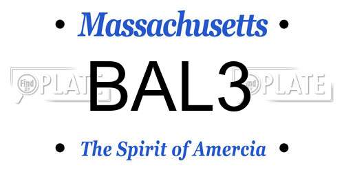 BAL3 Massachusetts License Plate