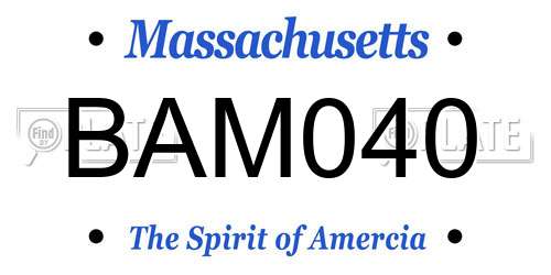 BAM040 Massachusetts License Plate