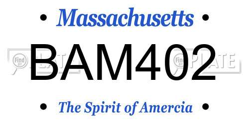 BAM402 Massachusetts License Plate