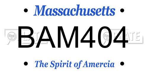 BAM404 Massachusetts License Plate