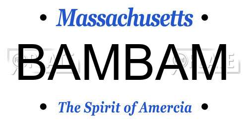 BAMBAM Massachusetts License Plate