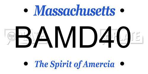 BAMD40 Massachusetts License Plate