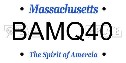 BAMQ40 Massachusetts License Plate
