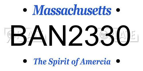BAN2330 Massachusetts License Plate
