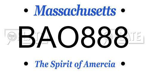 BAO888 Massachusetts License Plate