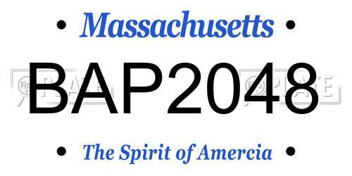 BAP2048 Massachusetts License Plate