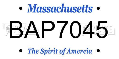 BAP7045 Massachusetts License Plate