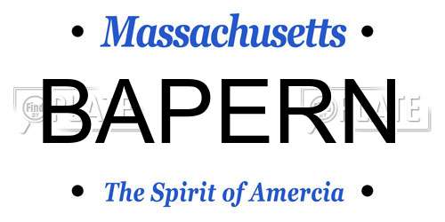 BAPERN Massachusetts License Plate