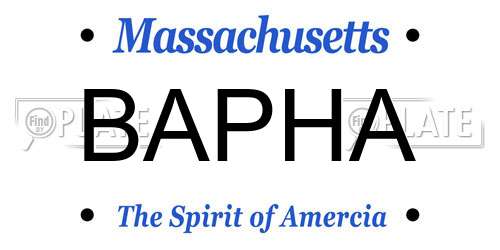 BAPHA Massachusetts License Plate