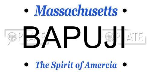 BAPUJI Massachusetts License Plate