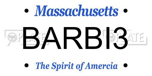 BARBI3 Massachusetts License Plate