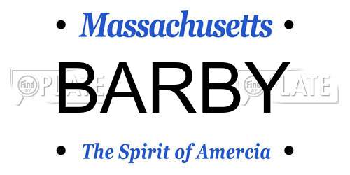 BARBY Massachusetts License Plate