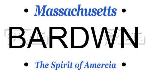 BARDWN Massachusetts License Plate