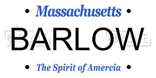 BARLOW Massachusetts License Plate