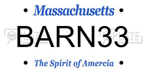 BARN33 Massachusetts License Plate