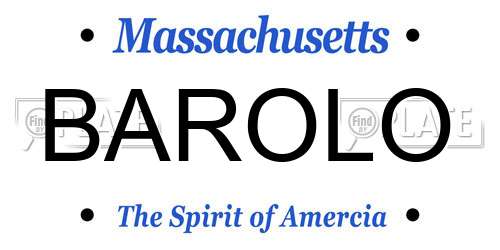 BAROLO Massachusetts License Plate