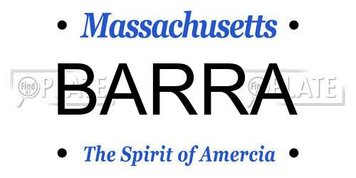 BARRA Massachusetts License Plate