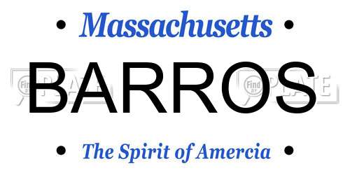 BARROS Massachusetts License Plate