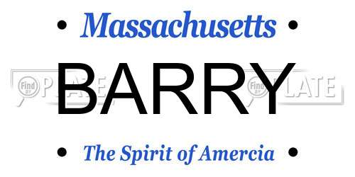 BARRY Massachusetts License Plate