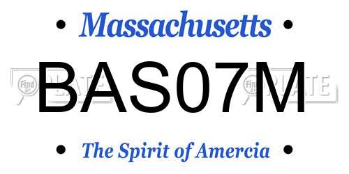 BAS07M Massachusetts License Plate