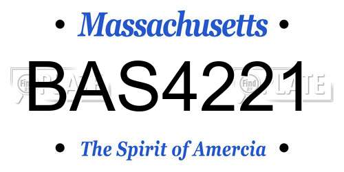 BAS4221 Massachusetts License Plate