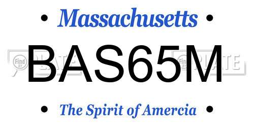 BAS65M Massachusetts License Plate