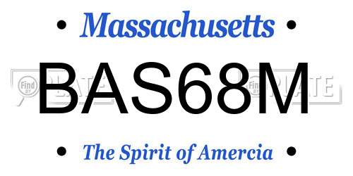 BAS68M Massachusetts License Plate