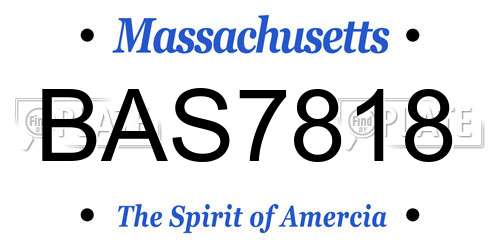 BAS7818 Massachusetts License Plate