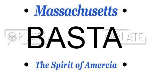 BASTA Massachusetts License Plate