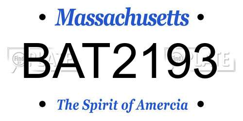 BAT2193 Massachusetts License Plate