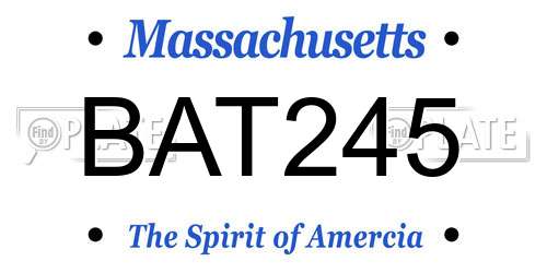 BAT245 Massachusetts License Plate