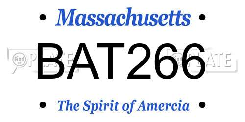 BAT266 Massachusetts License Plate