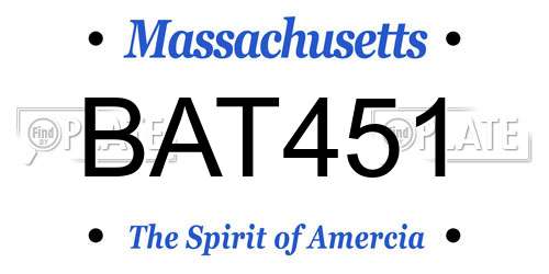 BAT451 Massachusetts License Plate