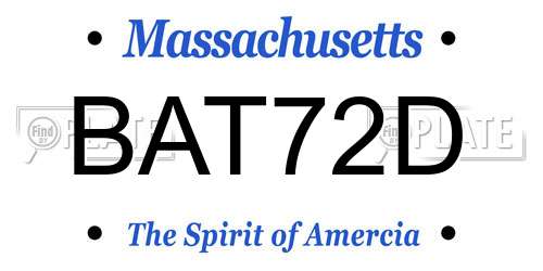 BAT72D Massachusetts License Plate