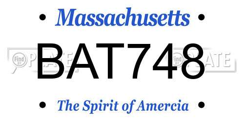 BAT748 Massachusetts License Plate