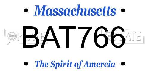 BAT766 Massachusetts License Plate