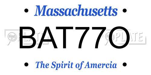 BAT77O Massachusetts License Plate