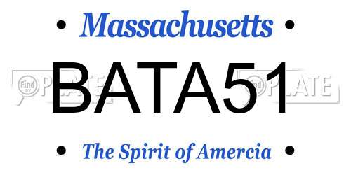 BATA51 Massachusetts License Plate