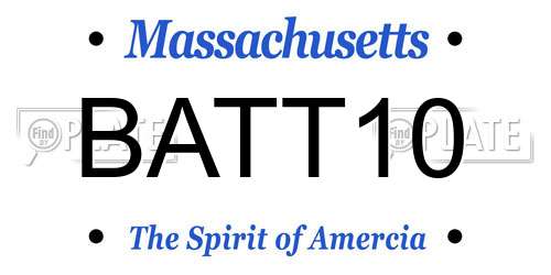 BATT10 Massachusetts License Plate