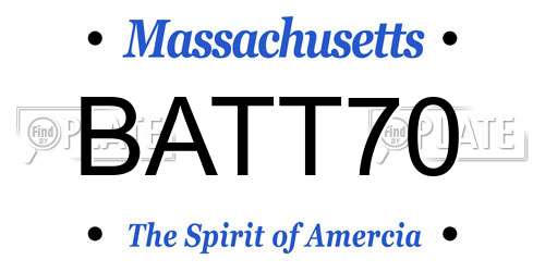 BATT70 Massachusetts License Plate
