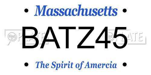 BATZ45 Massachusetts License Plate