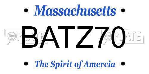 BATZ70 Massachusetts License Plate