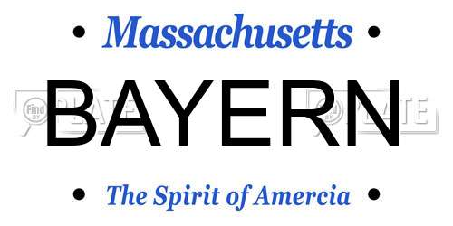 BAYERN Massachusetts License Plate
