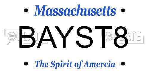 BAYST8 Massachusetts License Plate