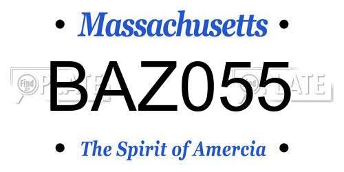 BAZ055 Massachusetts License Plate